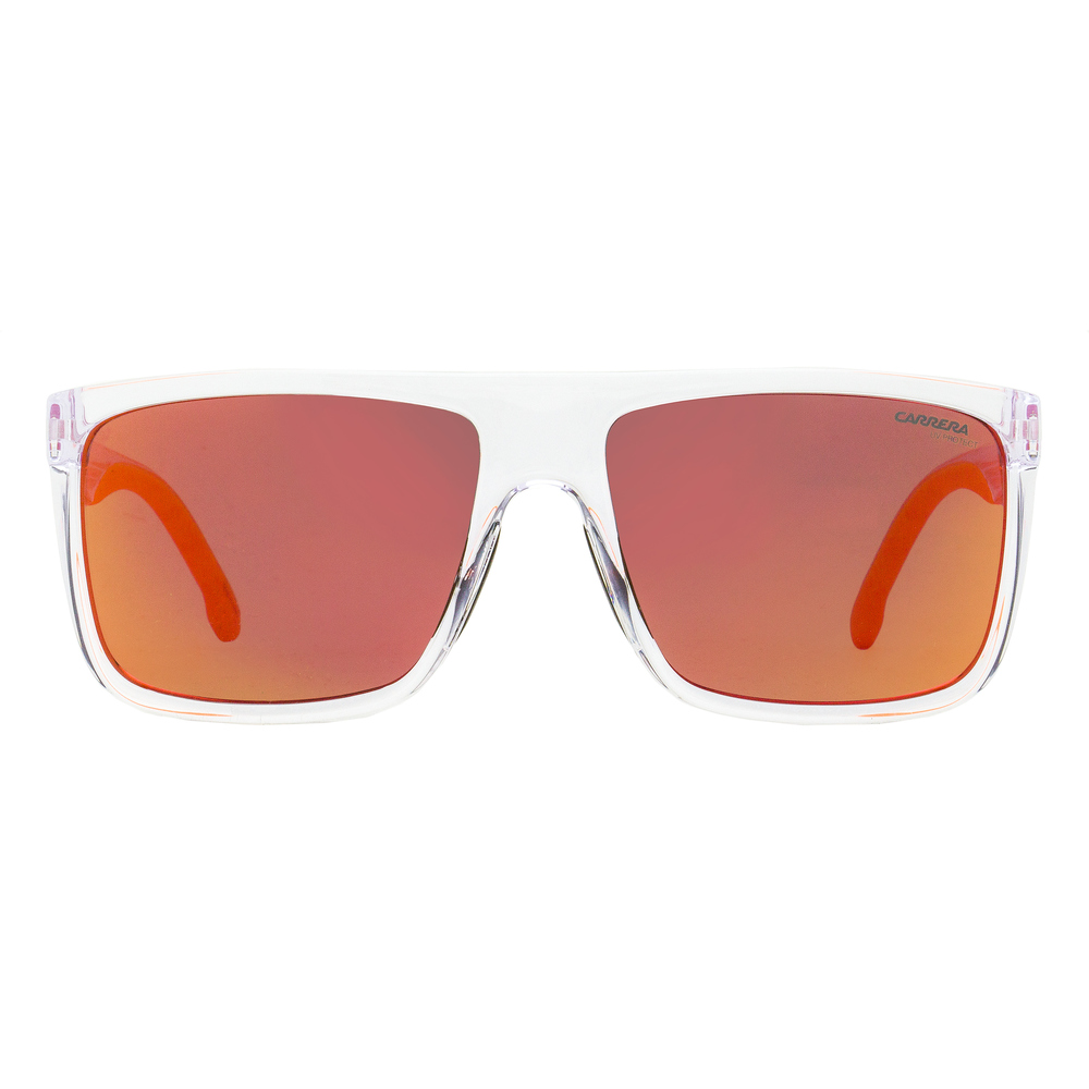 Carrera Flat-Top Rectangular Sunglasses 8055/S 900UZ Crystal/Orange 58mm - Picture 2 of 2